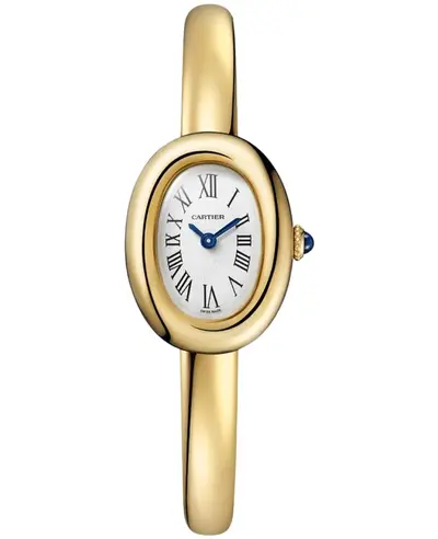 Authentic Cartier Baignoire Mini Silver Dial 18K Yellow Gold Women's Watch wgba0045 (arb21818)