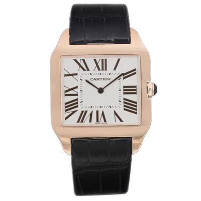 Pre-owned Cartier Santos Hand Wind Grey Dial Mens Watch 2650 (black, arb21821)