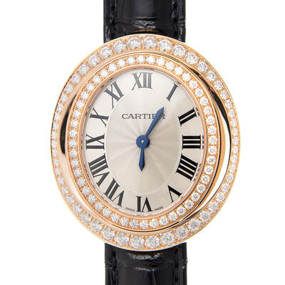 Pre-owned Cartier Hypnose Ladies Watch WJHY0006, 18K Rose Gold Case, Black Alligator Strap (black, arb21979)