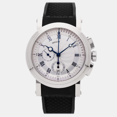 Breguet Marine Chronograph 5827BB/12/9Z8 Automatic Silver Men's Watch in 18k White Gold Case, 42mm Diameter 1172986 (arb22059)
