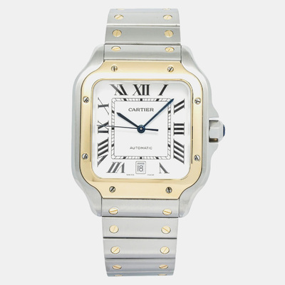 Cartier Santos W2SA0006 Automatic White Dial 18K Yellow Gold Men's Watch 1173074 (white, arb22145)