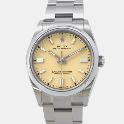 Rolex Oyster Perpetual 126000 Automatic Bezel Dial Men’s Wristwatch Stainless Steel Case 36mm 1172359 (beige, arb22146)