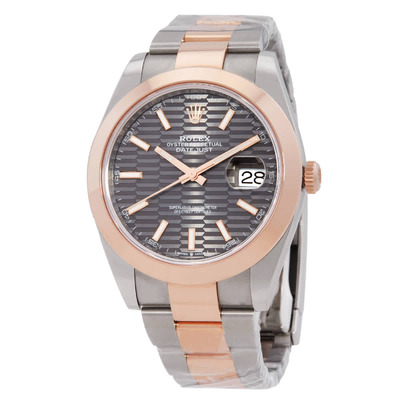 Rolex Datejust 41 M126301-0019: Slate Fluted-Motif Analog Watch - Steel & Everose Gold Case, Bracelet, Sapphire Crystal (arb22174)