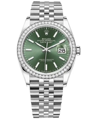 M126284RBR-0043 Authentic Rolex Datejust 36 White Gold Diamond Mint Green Dial Women's Watch (green, arb22248)