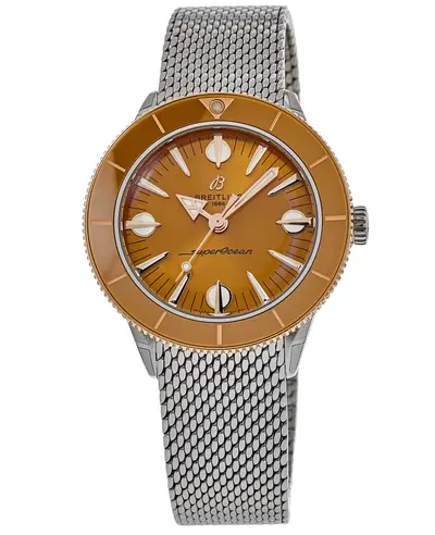 Breitling Superocean Heritage '57 (Model: U10340281I1A1) - Authentic 18K Rose Gold and Steel Watch with Orange Dial (orange, arb22264)