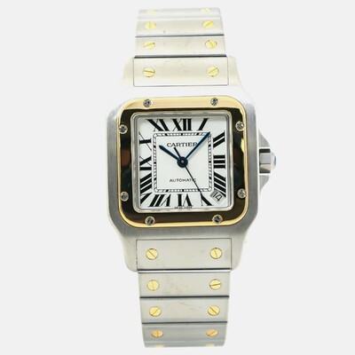Men's Cartier Santos W20099C4 Watch, 18k Yellow Gold & Stainless Steel 1174737 (white, arb22301)