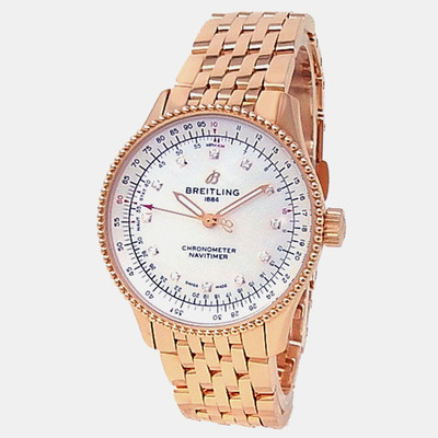 Breitling Navitimer A1739022 Automatic MOP 18k Rose Gold Men's Wristwatch 1177822 (white, arb22428)