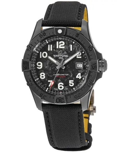 Men's Breitling Avenger Automatic 42 Night Mission s17328101b1x1 Black Dial Ceramic Leather Strap Sports Watch (black, arb12698)