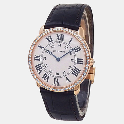 [article] Cartier Ronde Louis WR000651 Manual Winding Silver 18k Rose Gold Men's Watch 1177899 (arb22517)