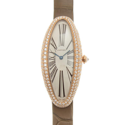 Pre-owned Cartier Baignoire Diamond Silver-tone Dial Unisex Watch WJBA0006 (blue, arb22544)