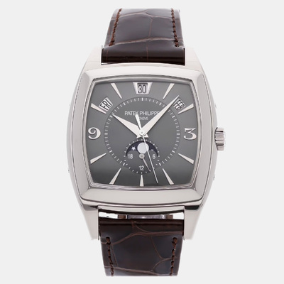 Pre-Owned Patek Philippe Gondolo Calendario 5135G-010 Automatic White Gold Grey Dial Men's Wristwatch 1150916 (arb22558)