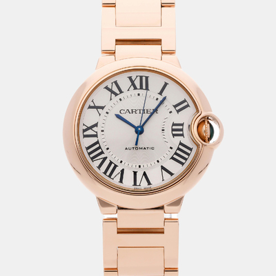 Cartier Ballon Bleu de Cartier W69004Z2: 18K Yellow Gold Automatic Mens Watch Silver Dial 1154146 (arb22560)