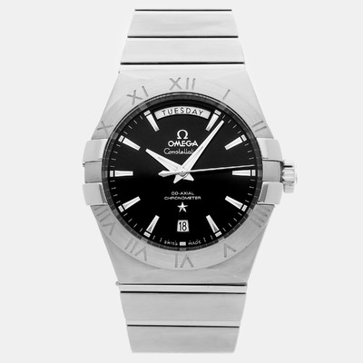 Omega Constellation Day-Date 123.10.38.22.01.001, Automatic Movement, Stainless Steel Case with Black Dial (38mm) 1155737 (black, arb22579)