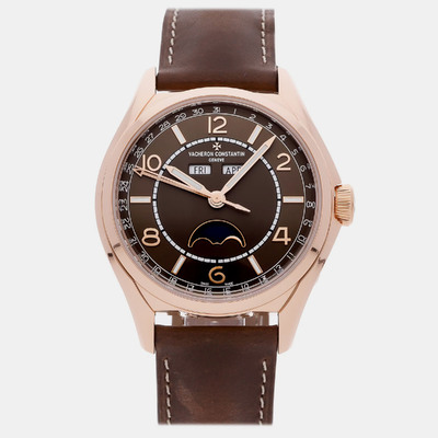 Vacheron Constantin Fiftysix Complete Calendar Automatic Men's Watch Model 4000E/000R-B065 Silver Dial Rose Gold Case 1159061 (brown, arb22589)