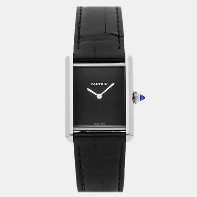 Cartier Tank Must De Cartier WSTA0072, Men's Stainless Steel Quartz Silver Dial Watch 1159066 (black, arb22590)