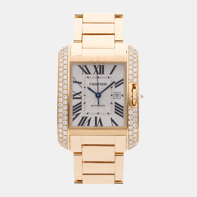 WT100006 Cartier Tank Anglaise Men's Rose Gold Dial Quartz Watch 1159802 (arb22595)