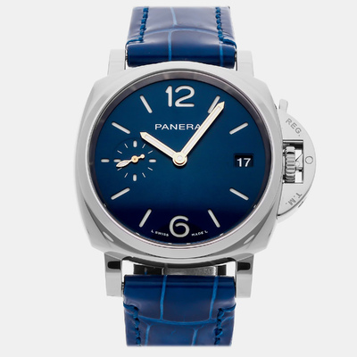 PAM1273 Panerai Luminor Due Automatic Stainless Steel Blue Dial Mens Wristwatch 38mm 1161264 (blue, arb22603)