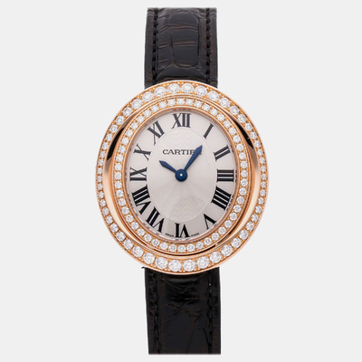 Cartier Hypnose WJHY0006 Quartz Rose Gold Silver Dial Women's Watch 30mm 1170206 (arb22626)