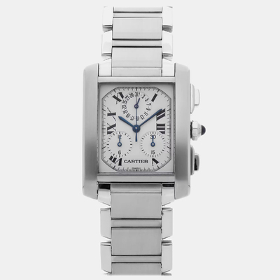 Cartier Tank Francaise Chronoflex W51001Q3 - Elegant Men's Watch in Silver Dial 1170201 (arb22630)