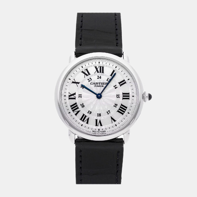 Cartier Ronde Louis WR000551 Manual Winding Rose Gold Silver Dial Men's Watch 36mm 1171936 (arb22646)