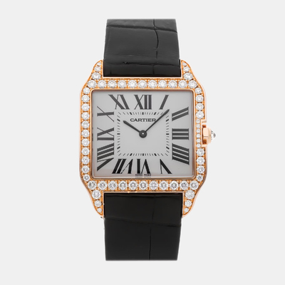 Pre-Owned Cartier Santos Dumont WH100451 - Manual Winding White Gold Silver Dial Women's Watch 38mm 1171937 (arb22647)