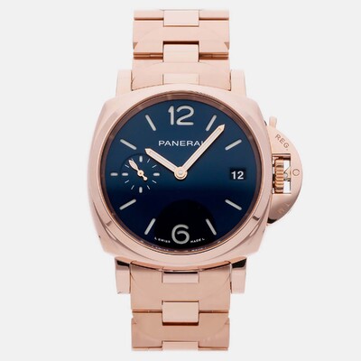 Panerai Luminor Due PAM1182 Automatic Gold Black Dial Men's Wristwatch 42mm 1174147 (blue, arb22655)
