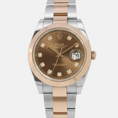Rolex Datejust 126301G Automatic Brown Dial Men's Watch with Diamond Markers, Stainless Steel and Rose Gold Case 1179810 (brown, arb22675)