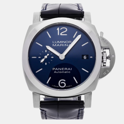Pre-Owned Panerai Men's Stainless Steel Automatic Blue Dial Luminor Quaranta PAM 1370 Watch 1180160 (blue, arb22696)