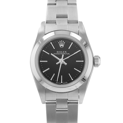 Pre-owned Rolex Oyster Perpetual 24 Chronometer Black Dial Ladies Watch Ref.76080 BKSO (black, arb22733)