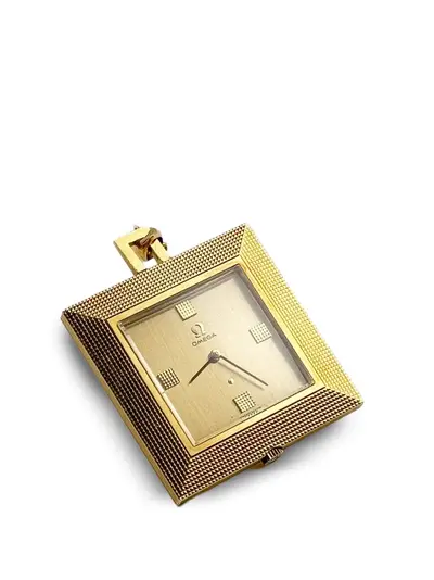 Omega Square Pocket Watch 25mm Gold Textured Bezel Quartz Movement 31090247 (arb22741)
