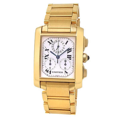 Pre-owned Cartier Tank Francaise Chronograph Quartz Silver Dial Mens Watch W50005R2 (arb22791)