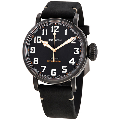 Zenith PILOT Type 20 Automatic Mens Watch - Pre-Owned, Model: 11.2432.679/21.C900, Black (Aged) Case & Strap (black, arb22830)