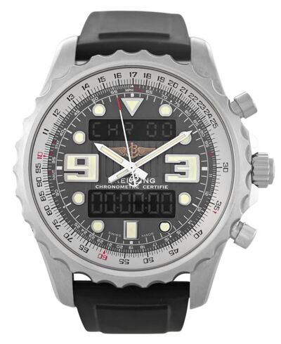 Pre-owned Breitling Chronospace A78365 Mens Grey Dial GMT Alarm Chronometer (black, arb22852)