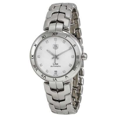 Pre-owned Tag Heuer Link Lady Diamond Silver Guilloche Dial WAT2311.BA0956 (arb22872)