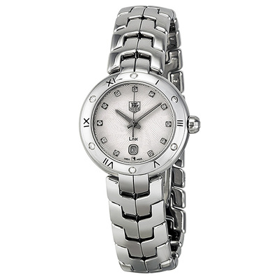 Pre-owned Tag Heuer Link Diamond Silver Dial S-shape Guilloche Ladies Watch WAT1413.BA0954 (arb22873)