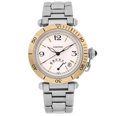 Pre-owned Cartier Pasha Automatic Silver Dial Mens Watch W31012H3 (arb22875)