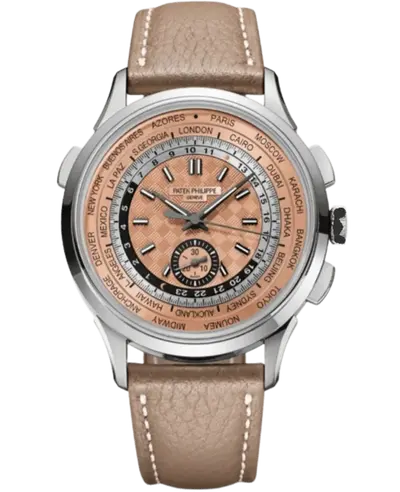 Patek Philippe Complications Model 5935A-001 Rose Dial Leather Strap Men's Watch (pink, arb22959)