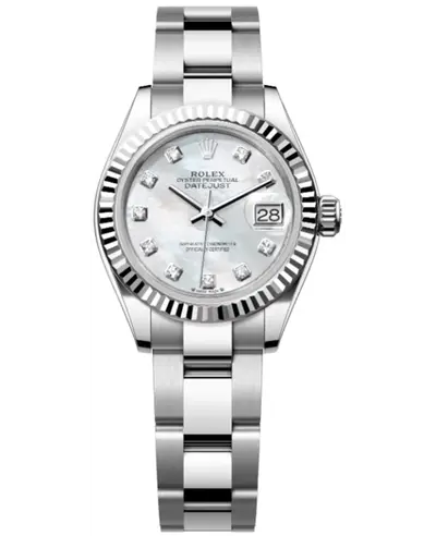 Rolex Lady-Datejust 28 Mother of Pearl Diamond Dial White Gold and Steel Women's Watch Model M279174-0010 (arb22967)