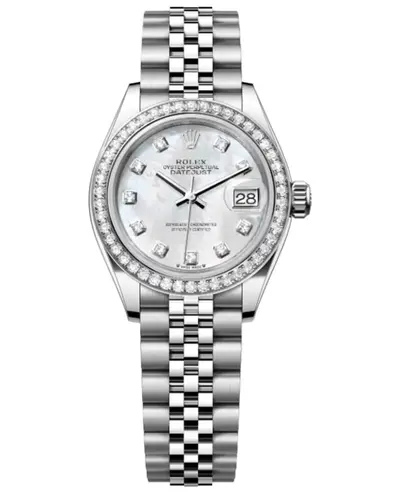 Lady Datejust 28 Automatic Mother of Pearl Dial Diamond Bezel White Gold Women's Watch Model M279384RBR-0011 Rolex (arb22968)