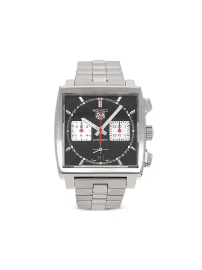 Tag Heuer Monaco Calibre 02 (31196618) Black Dial Stainless Steel Chronograph Watch (arb22846)
