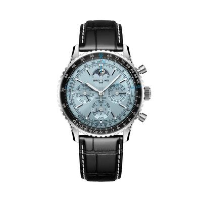 Men's Breitling Navitimer Perpetual Chronograph Automatic Chronometer Moon Phase Blue Dial Stainless Steel and Black Alligator Band Watch - Ref PB1920251C1P1 (black, arb22991)