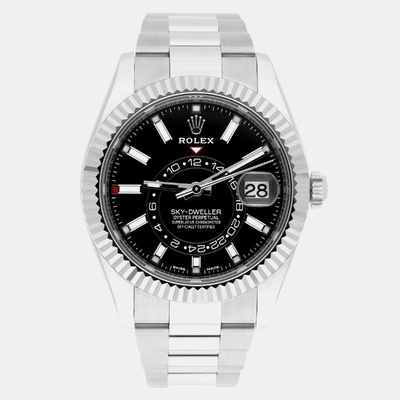 Rolex Sky-Dweller 326934 Automatic Men's Watch 18k White Gold Stainless Steel Case Black Dial 1187758 (black, arb23114)