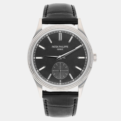 Patek Philippe Calatrava 6119G-001 Manual Winding Black Dial in White Gold - Men's Wristwatch 1187791 (black, arb23199)