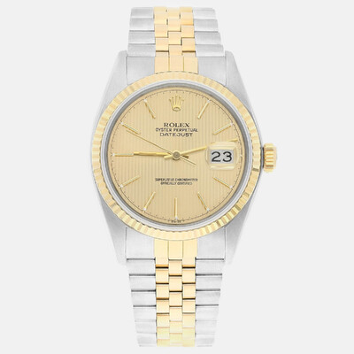 Rolex Datejust 16013 Vintage Automatic Watch Yellow Gold Stainless Steel Champagne Dial 1188396 (arb23291)