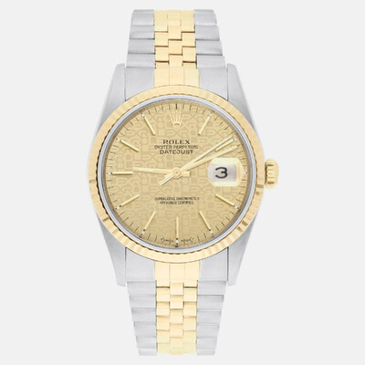 Rolex Datejust 16233 Men's Automatic Wristwatch, 18k Yellow Gold Stainless Steel with Champagne Dial, Case Size: 36mm 1188399 (arb23293)