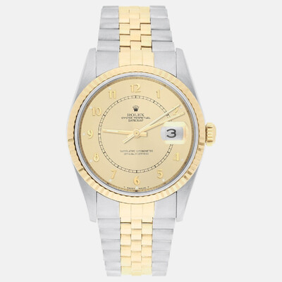Rolex Datejust 16233 Automatic in Champagne Dial and Yellow Gold Accented Stainless Steel Case for Men 1188387 (arb23301)