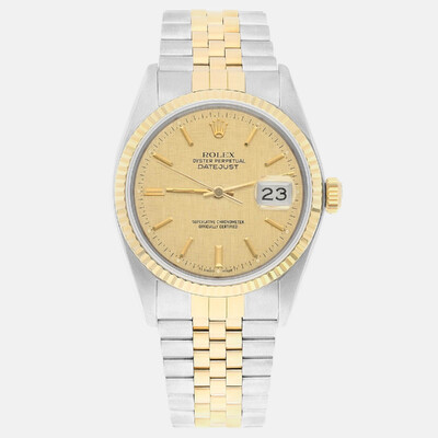 Rolex Datejust 16013: Yellow Gold and Stainless Steel Automatic Champagne Dial Men's Watch 1188389 (arb23304)
