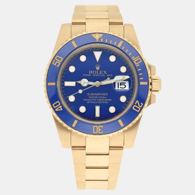 Rolex Submariner 116618LB - Authentic Men's Wristwatch in Yellow Gold 1188312 (blue, arb23318)