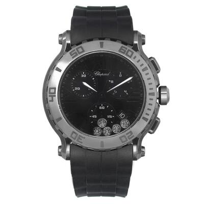 Pre-owned Chopard Happy Sport Chronograph Black Ladies Watch 288499-3007 (black, arb23336)
