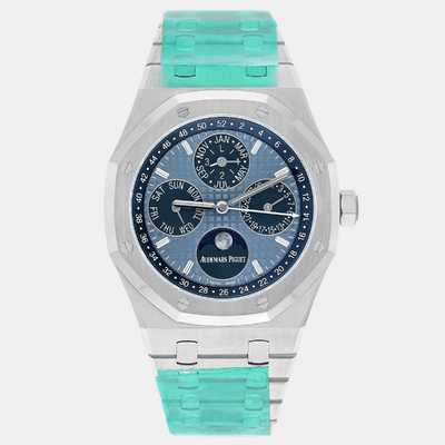 Audemars Piguet Royal Oak 26574ST.OO.1220ST.03 Automatic Mens Wristwatch in Blue Stainless Steel Case 1188348 (blue, arb23418)